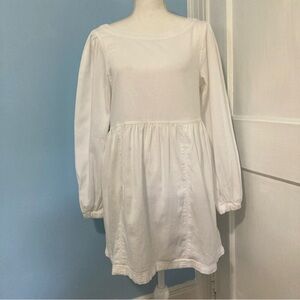 New With Tag American Eagle 100% Cotton White Long Sleeve Boho Baby Doll Dress S